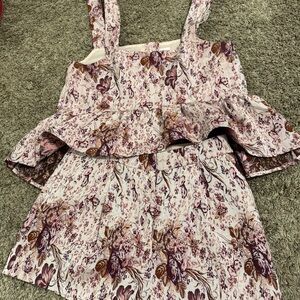 Floral Peplum Top and Short Set